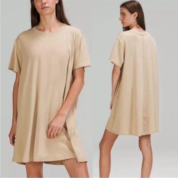 Lululemon All Yours Tee Dress Sheer Oak Tan Brown size medium Worn Once - Picture 1 of 6